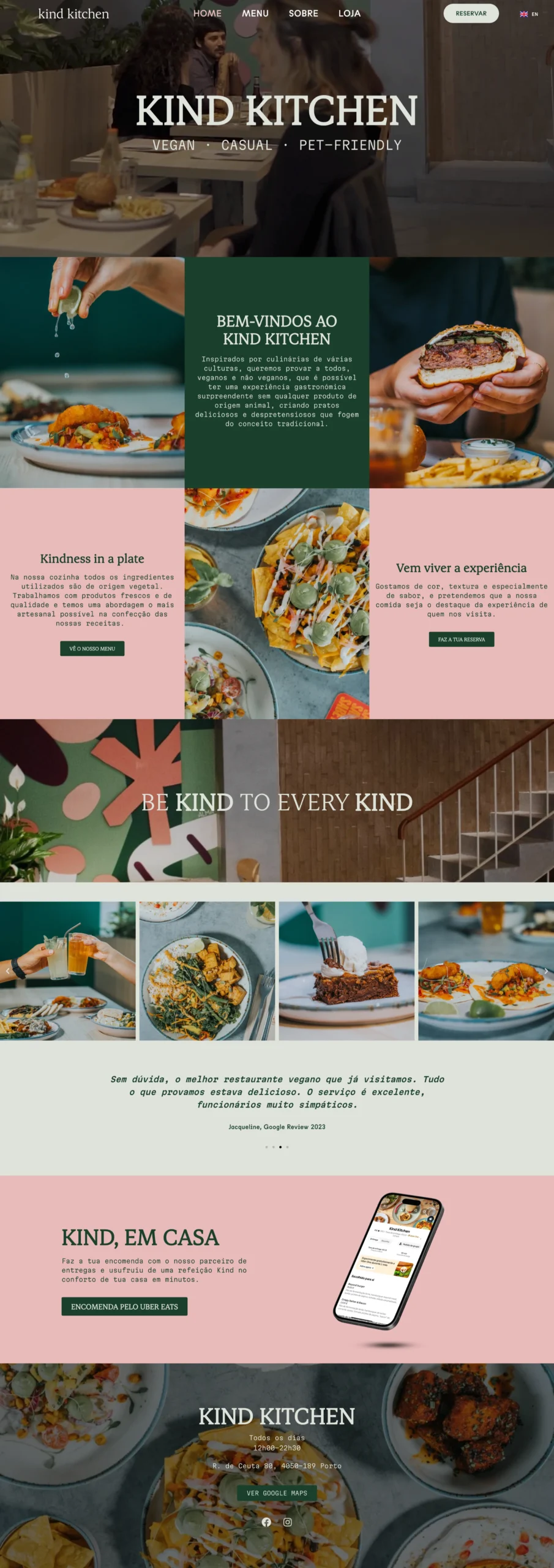 Projeto NONAME com Kind Kitchen Website Homepage